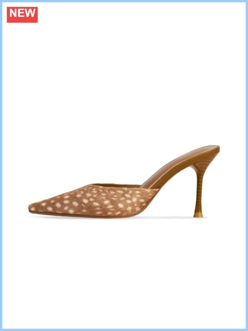 Cow Print Stiletto Heels Pointed Toe Slip On Mules Women's Dressy Sandals 3.4